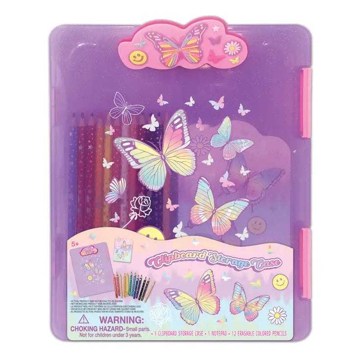 HOT FOCUS CLIPBOARD STORAGE CASE, TIE DYE BUTTERFLY
