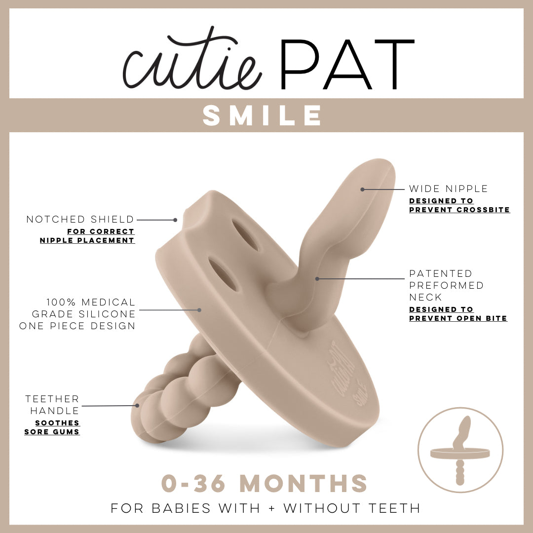 Ryan & Rose Cutie Pat Smile Pacifier + Teether White