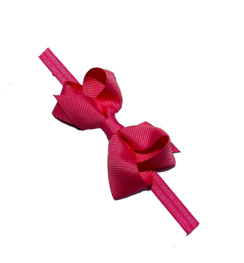 WEE ONES GROSGRAIN BOW ON MATCHING BAND HOT PINK HPK