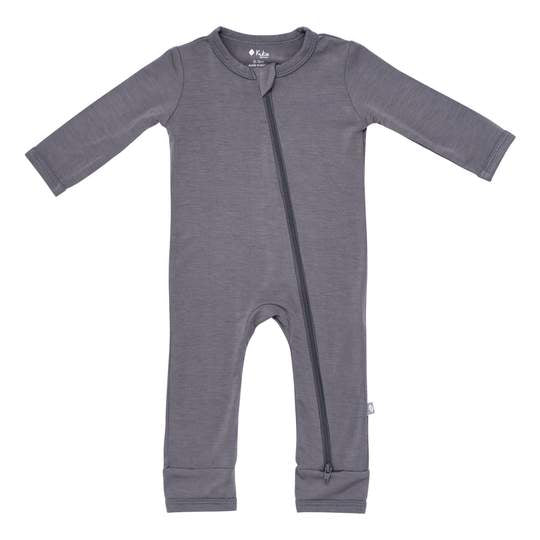 KYTE BABY ZIPPERED ROMPER CHARCOAL LE