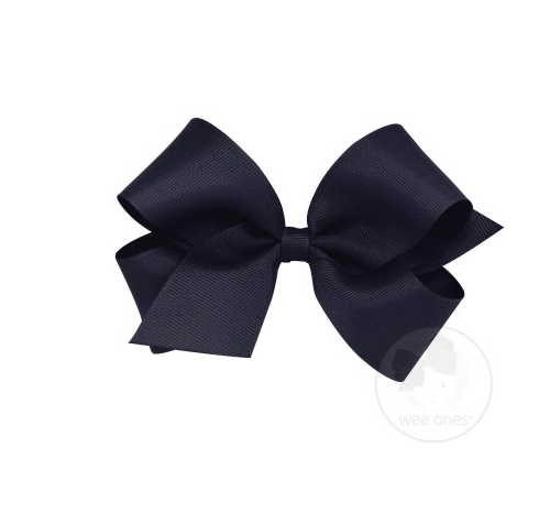 WEE ONES GROSGRAIN NAVY BOW NVY